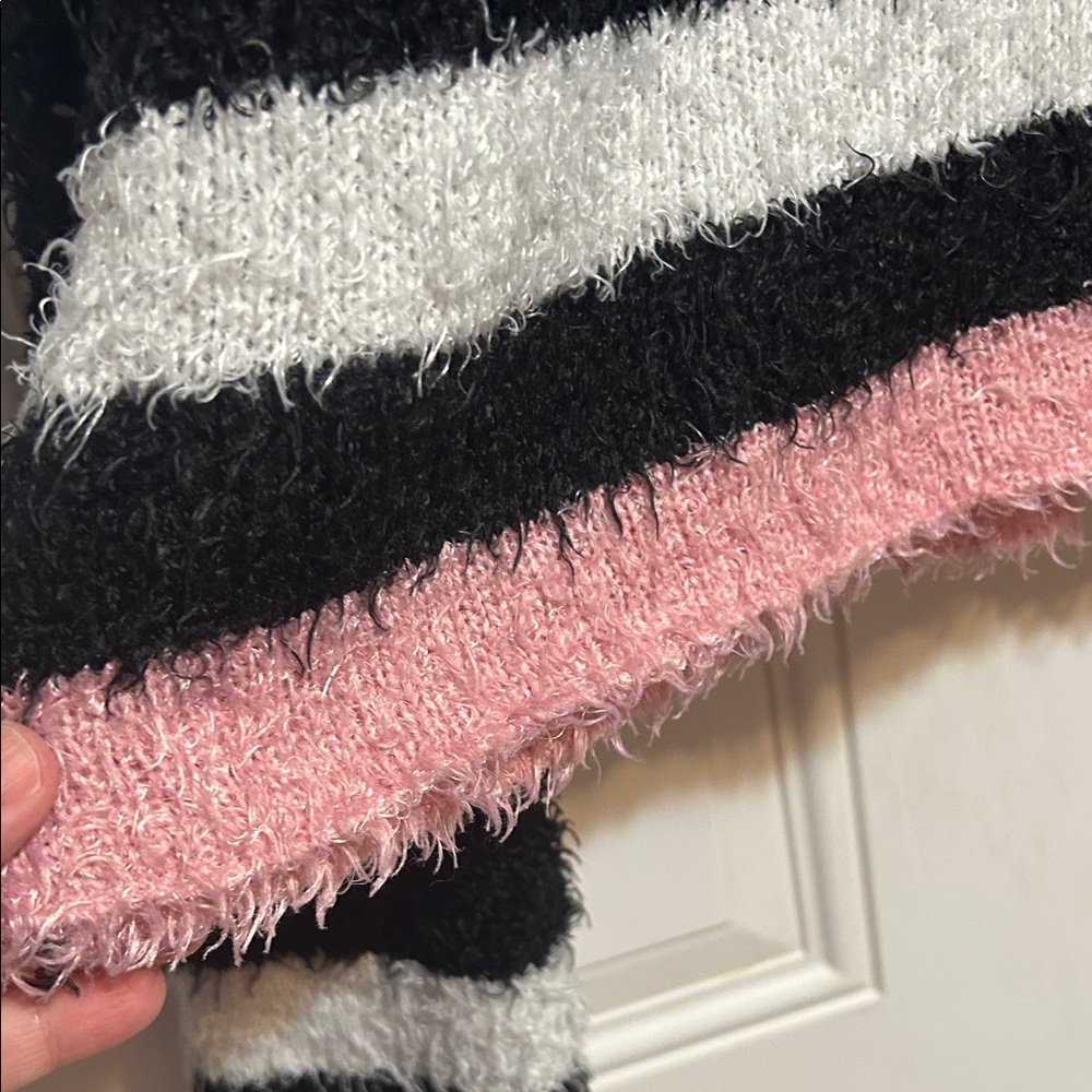 Self Esteem Black, White, and Pink Fuzzy Sweater - Picture 6 of 7